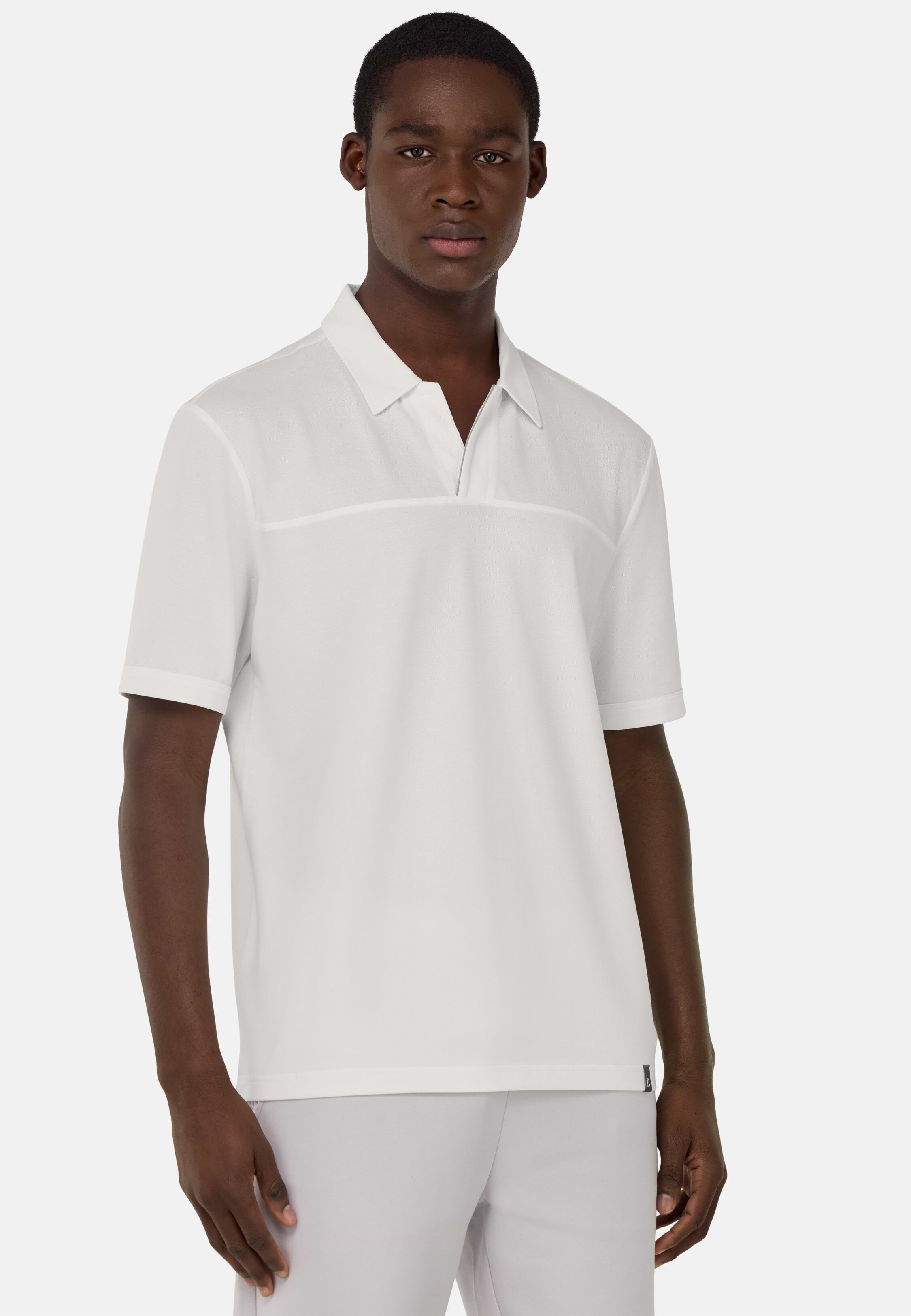 Men's Cool Jade-Fresh Piqué Polo Shirt, White | Boggi Milano