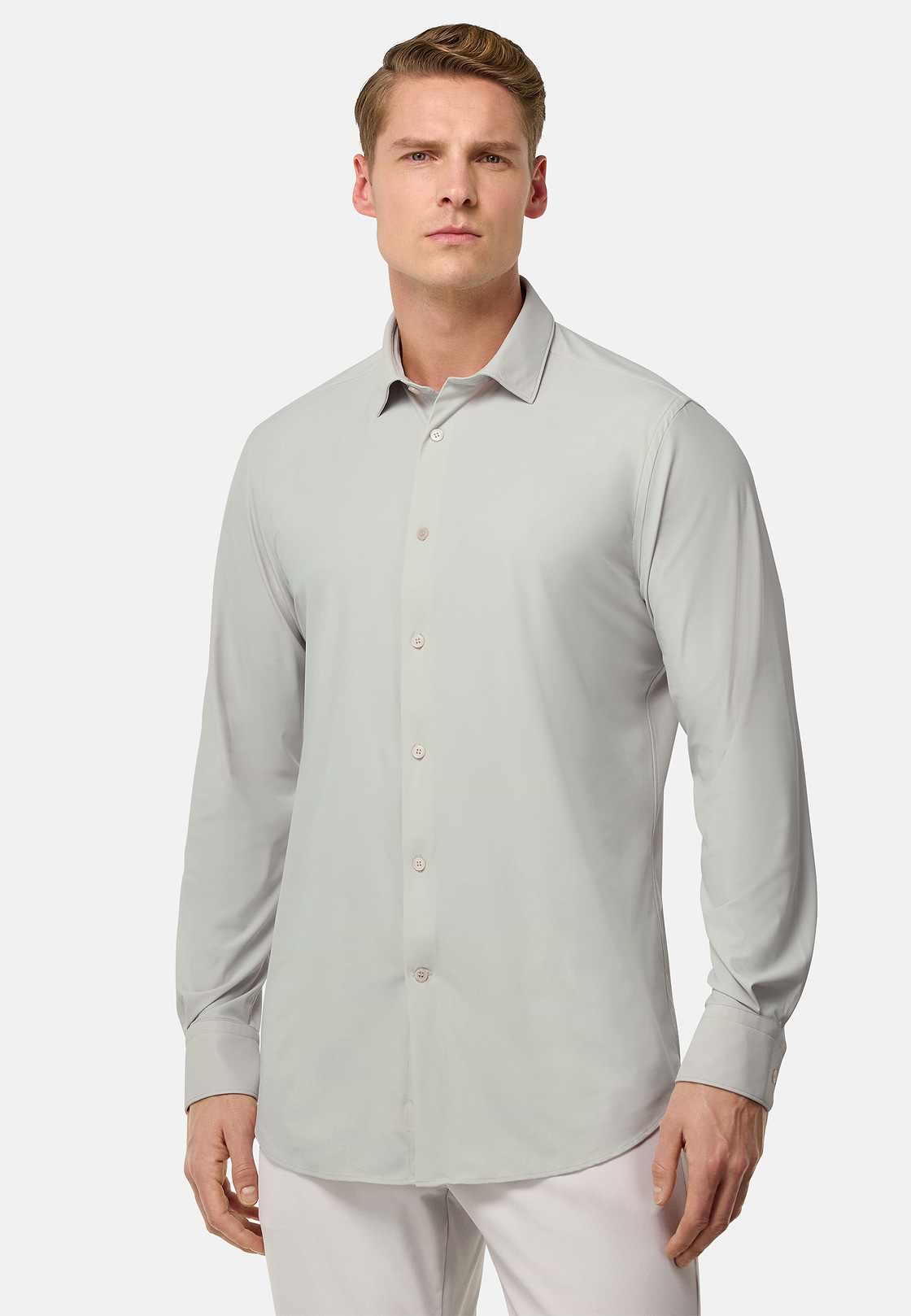 Chemise En Nylon Extensible Slim Fit, La glace, hi-res