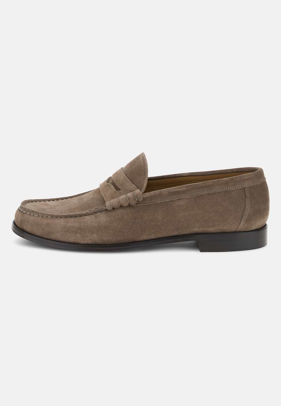Suede Leather Loafers, Taupe, hi-res