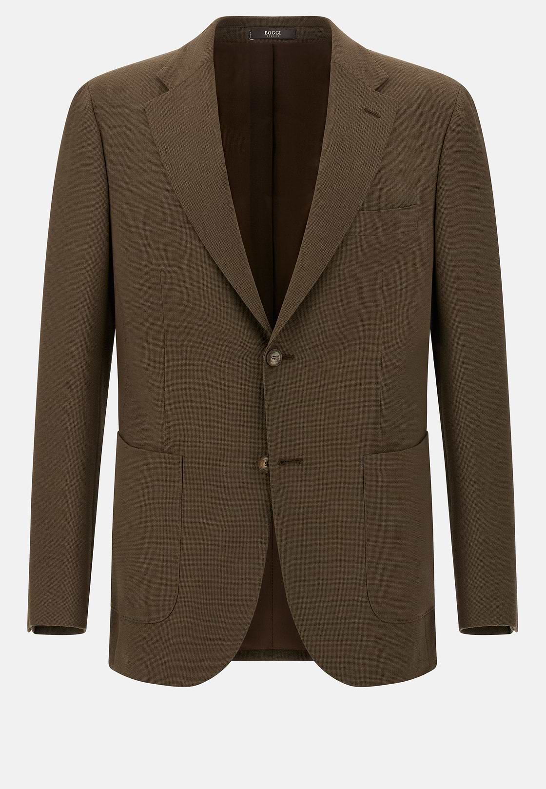 Giacca In Pura Lana Crepe, Marrone, hi-res
