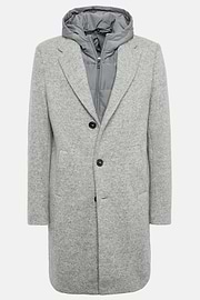 Manteau En Jersey De Laine Avec Plastron, Gris, hi-res