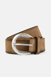 Suede Belt With Metal Tip, Taupe, hi-res