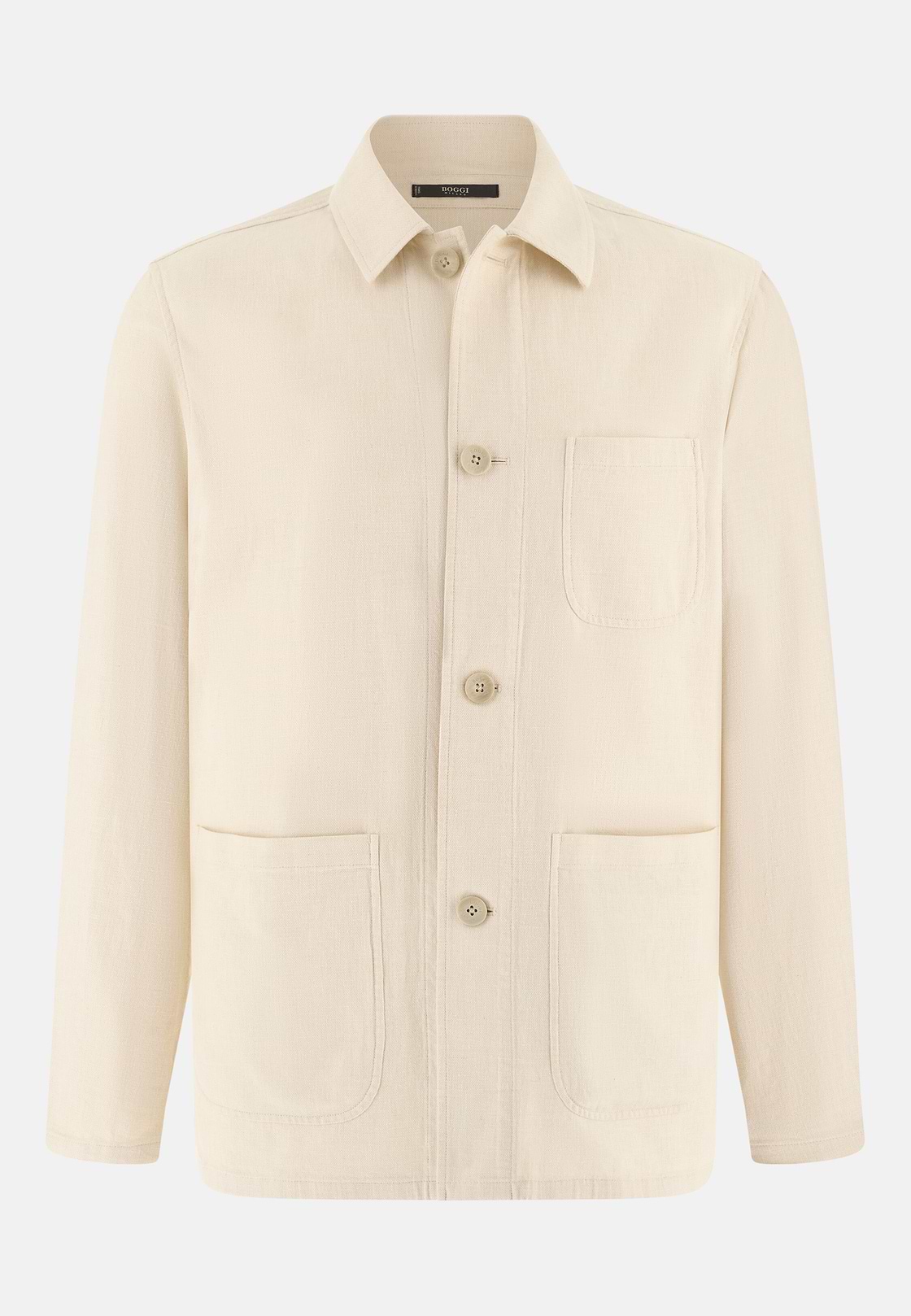 Giacca Camicia In Cotone Lino, Sabbia, hi-res, 5