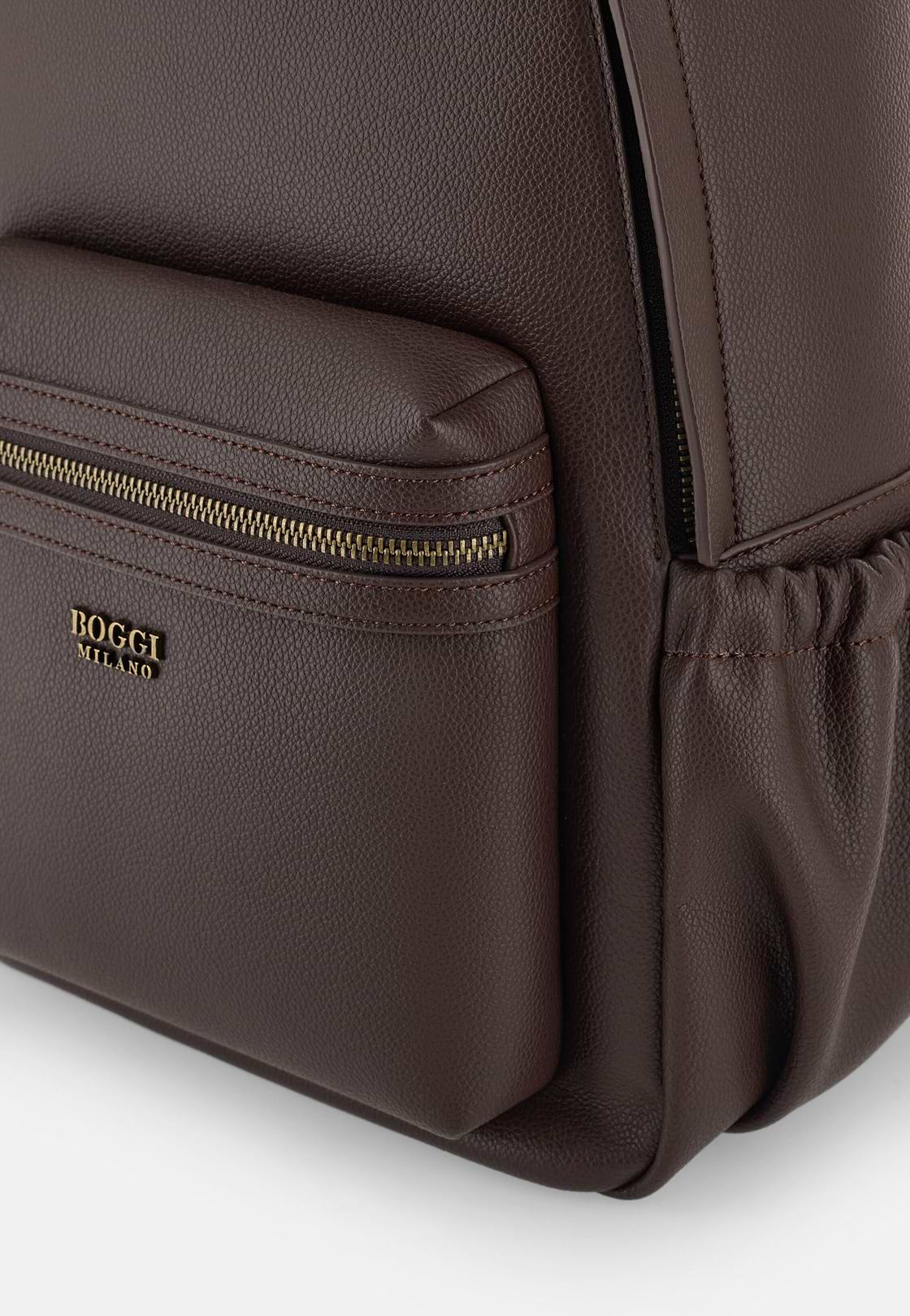 Rucksack in Leather-Effect Fabric, Dark brown, hi-res, 3