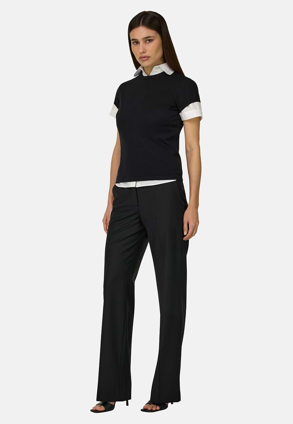 Camiseta De Punto De Algodón Seda, Negro, hi-res