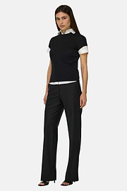 T-Shirt Aus Baumwoll-Seiden-Strick, Schwarz, thumb, 2