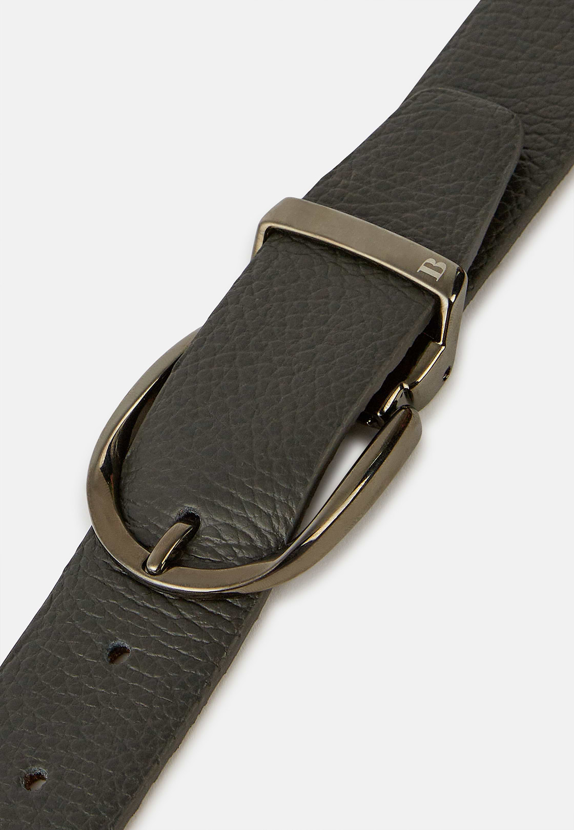 Reversible Tumbled Leather Belt, Grey, hi-res