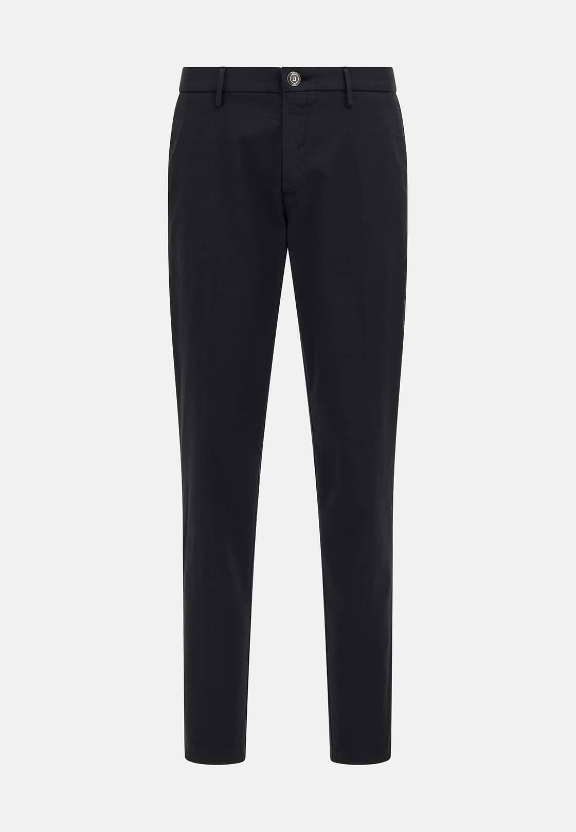 Stretch Cotton/Tencel Trousers, Black, hi-res