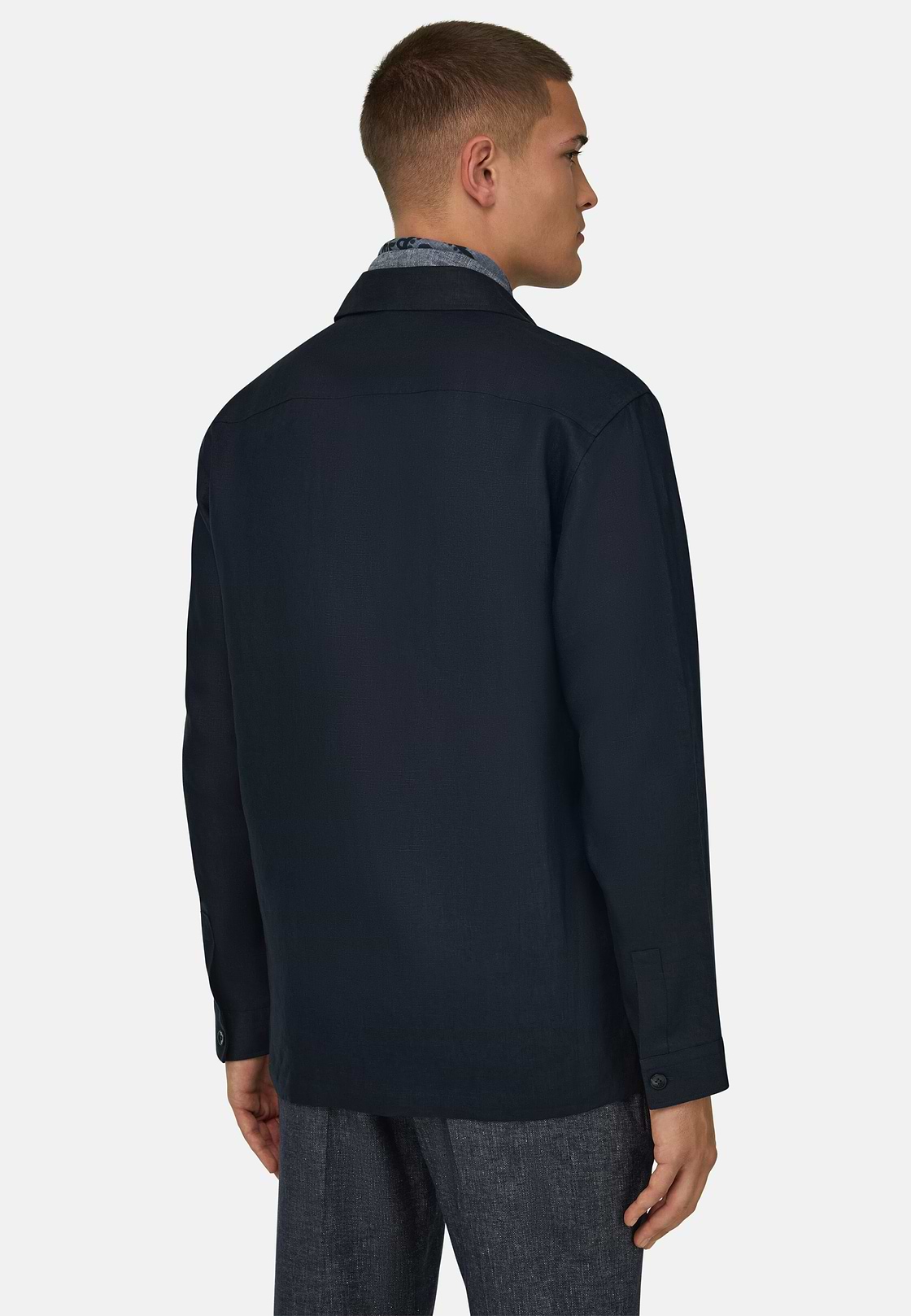 Link Shacket in Pure Linen, Navy blue, hi-res, 3