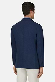Giacca In Lino E Cotone Melange, Blu, thumb, 3