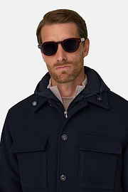 Shacket Link in Wool with Bib, Navy blue, thumb, 3
