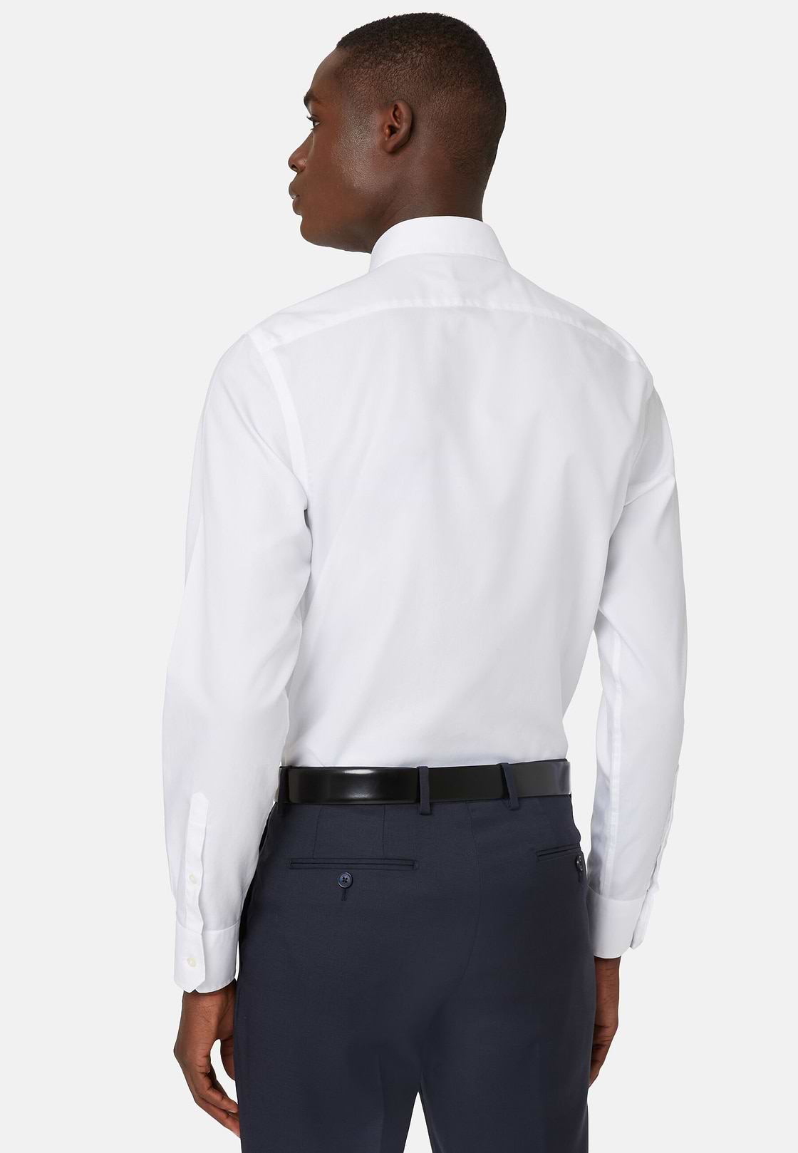 Camicia Bianca In Twill Di Cotone Slim Fit, Bianco, hi-res