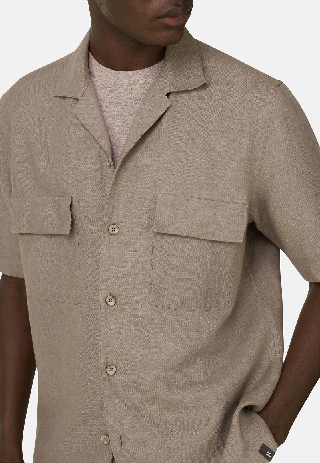 Linen Camp Overshirt, Taupe, hi-res, 4
