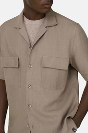 Linen Camp Overshirt, Taupe, thumb, 4