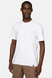 T-Shirt In Stretch Supima Cotton, White, hi-res