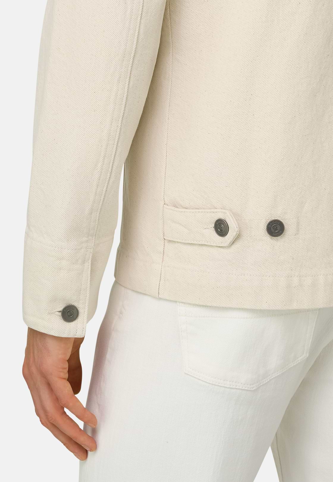Giacca Camicia In Denim Di Cotone, Crema, hi-res, 4