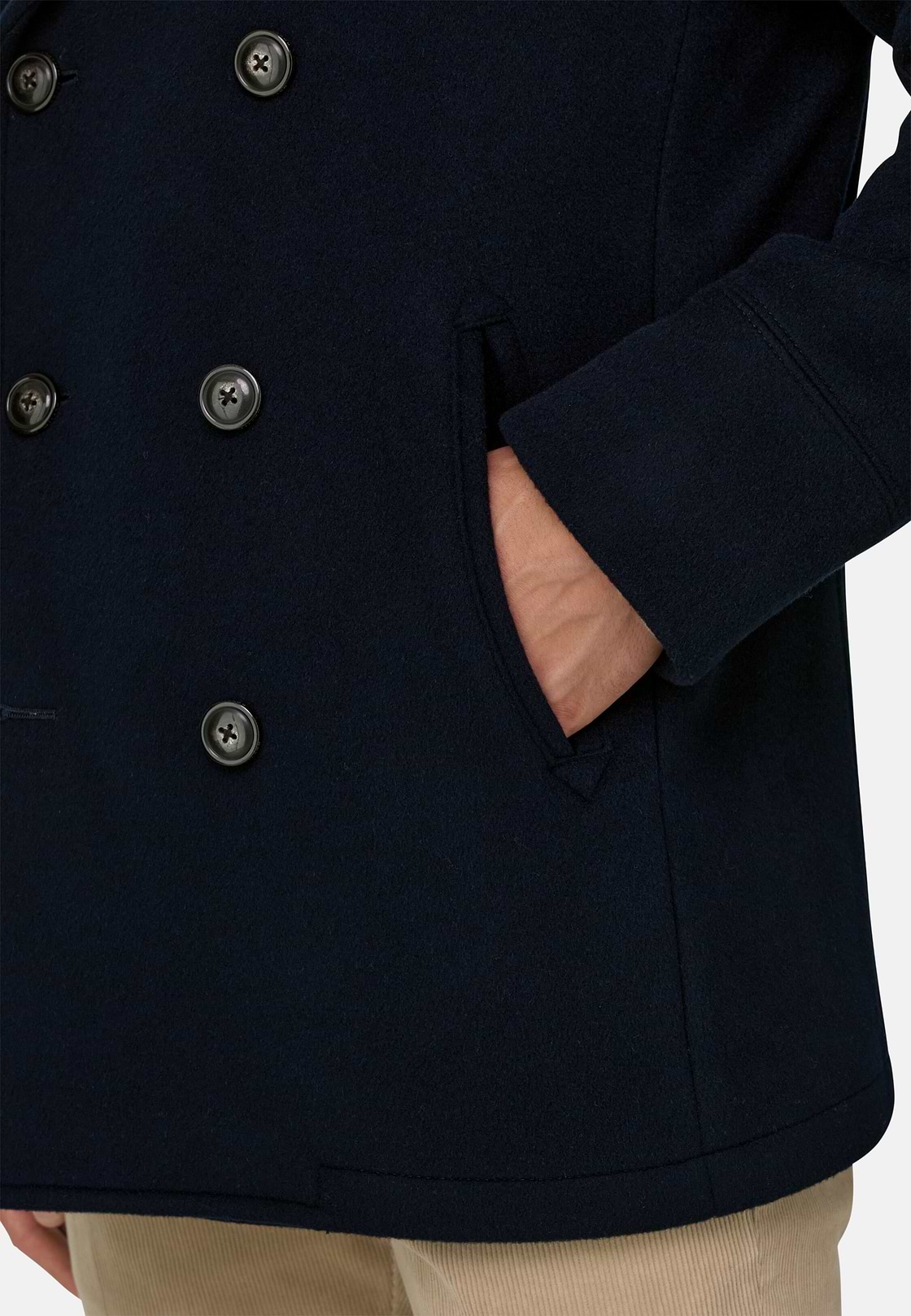 Peacoat in Wool, Navy blue, hi-res, 5