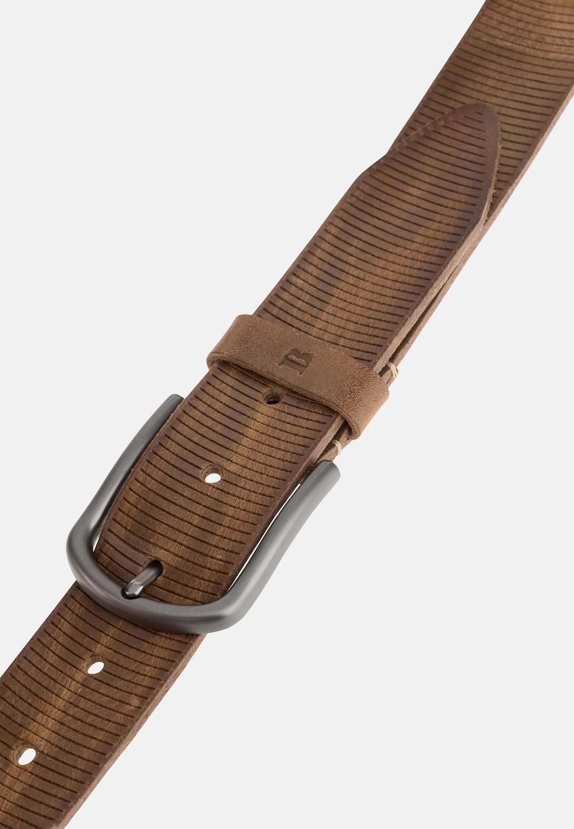 Gegraveerde lederen riem, Taupe, hi-res, 3