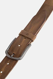 Gegraveerde lederen riem, Taupe, thumb, 3