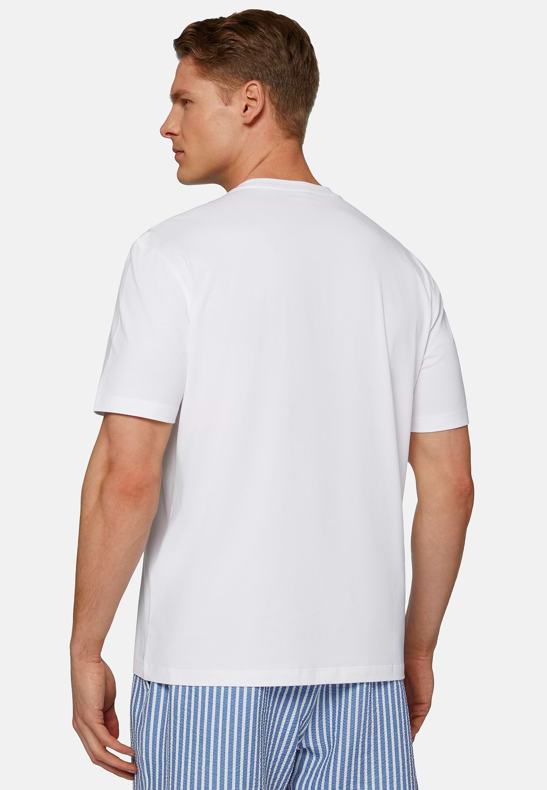 T-Shirt In Stretch Supima Cotton, White, hi-res