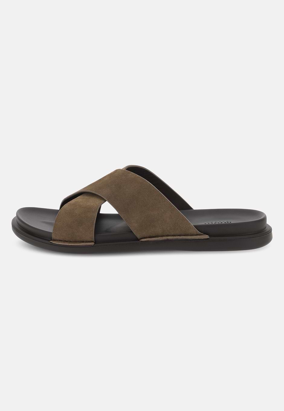 Suede Leather Slippers, Taupe, hi-res