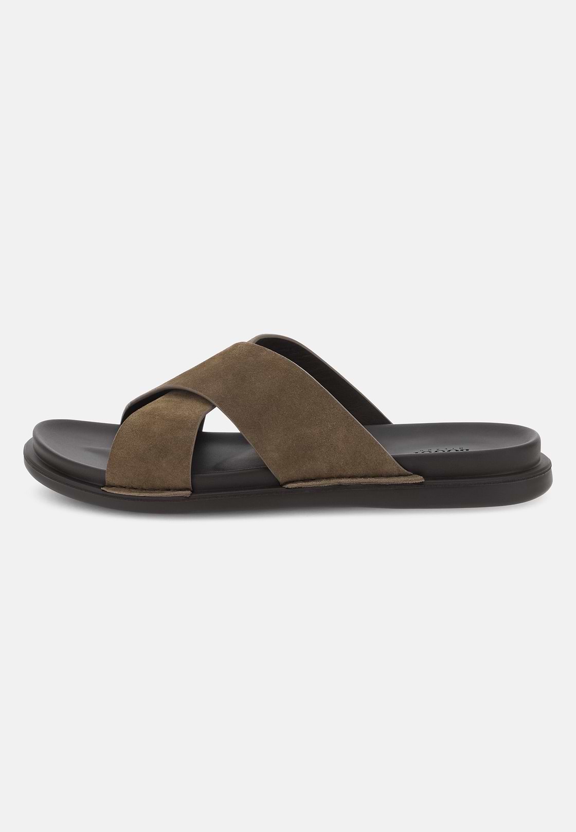 Suede Leather Slippers, Taupe, hi-res, 1