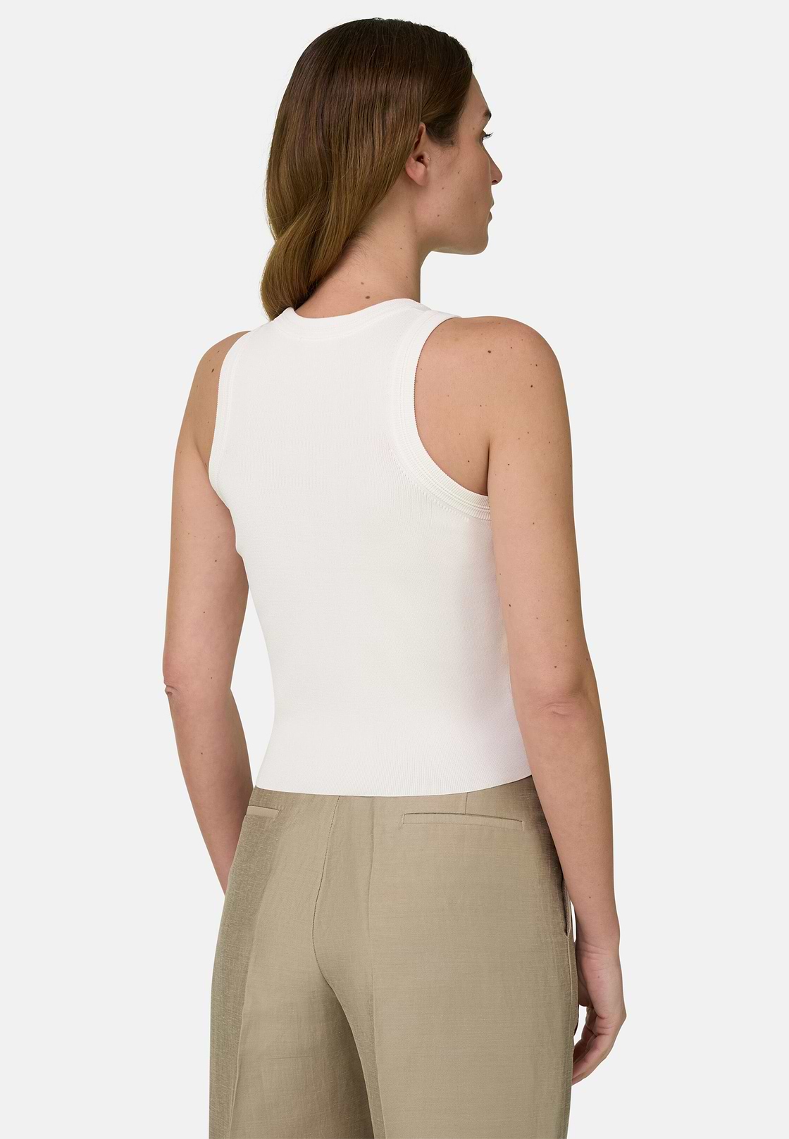 Top Aus Viskose-Nylon-Strick, Weiß, hi-res, 3