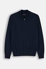 Half-Zip-Pullover aus extrafeiner Merinowolle, Navy blau, thumb, 5