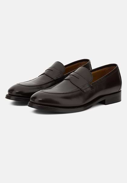 Leather Loafers, Dark brown, hi-res