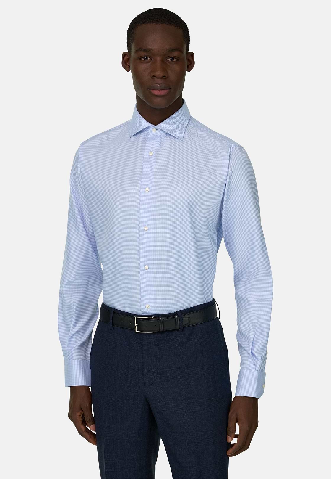 Camicia In Cotone Regular Fit, Azzurro, hi-res, 1