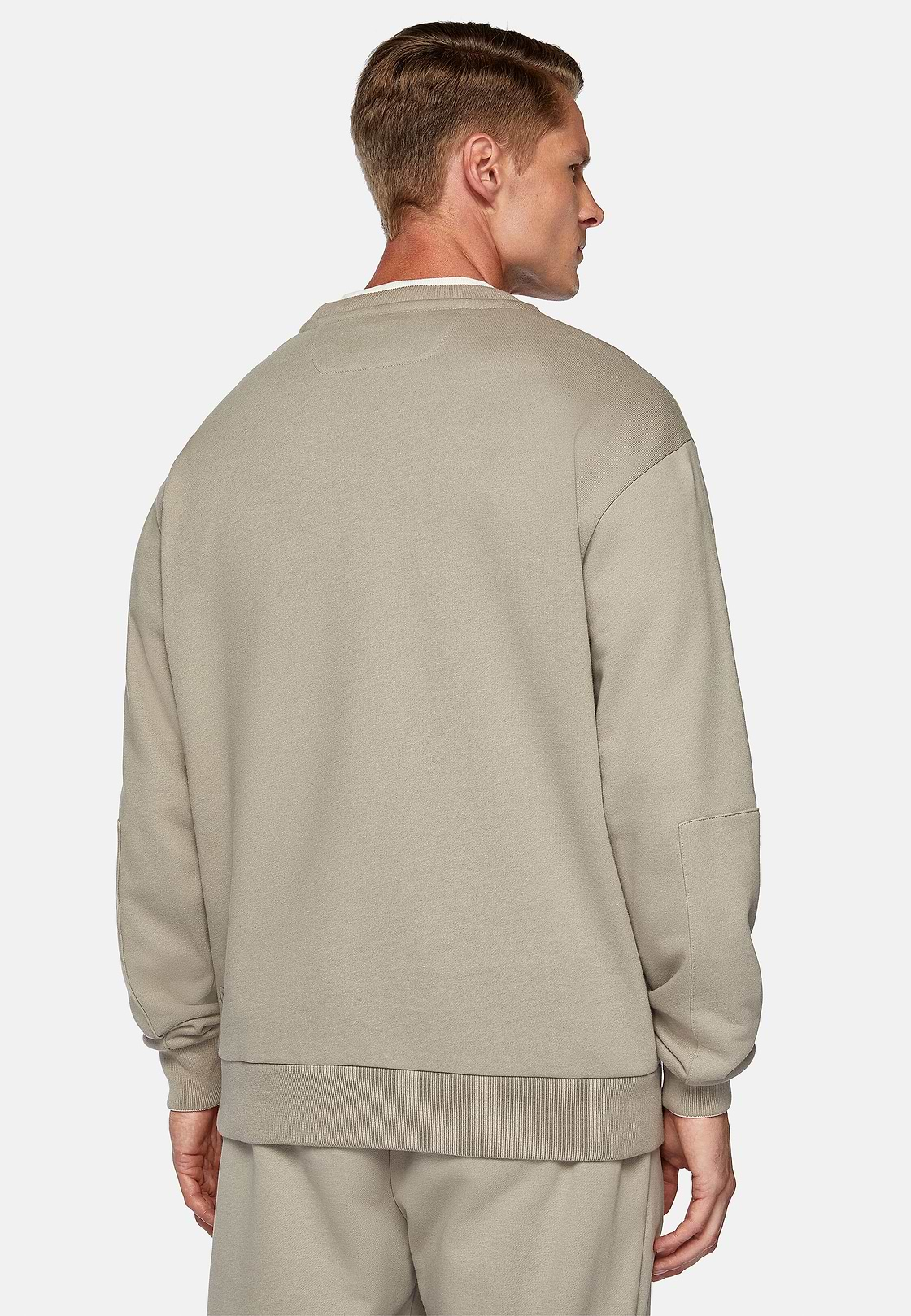 Crew Neck Sweatshirt In Organic Cotton Blend, Taupe, hi-res