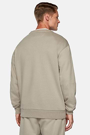 Sweatshirt com decote rente ao pescoço de mistura de algodão orgânico, Taupe, hi-res