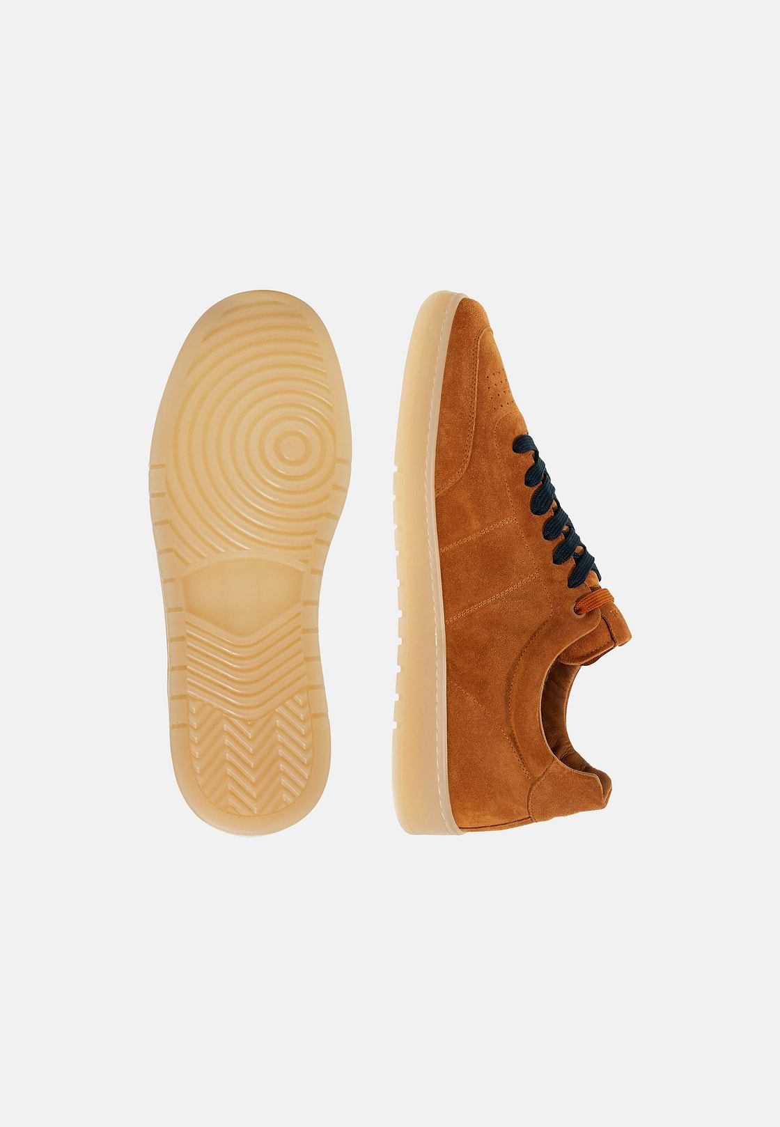 Sneakers En Daim, Orange, hi-res