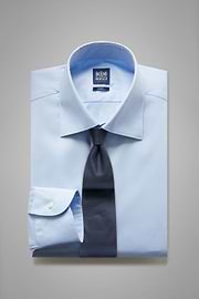 Camisa azul de algodón elastificado slim, , thumb, 1