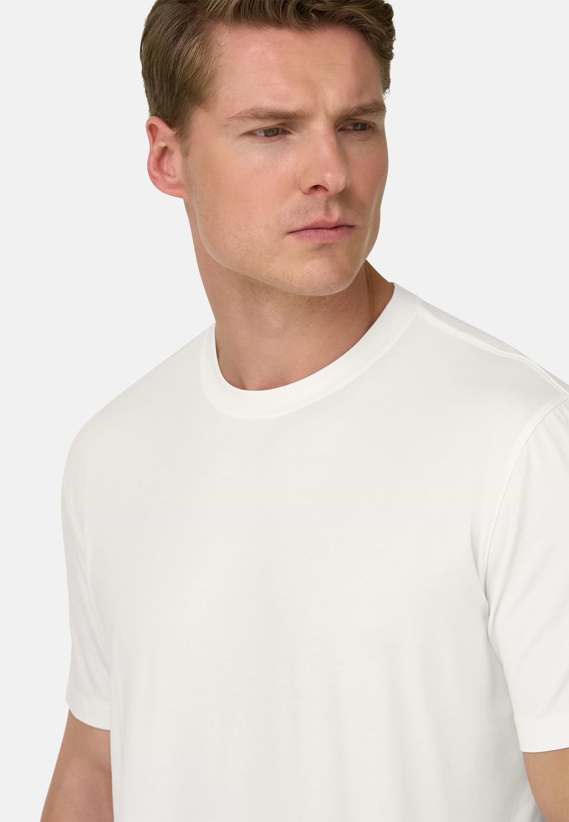 T-Shirt aus elastischer Supima-Baumwolle, Weiß, hi-res, 4