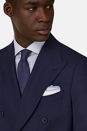 Wool Blend Double Breasted Suit, Navy blue, thumb, 4