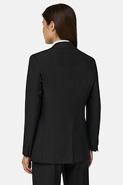 Chaqueta De Mezcla Lana Elástica, Negro, thumb, 3