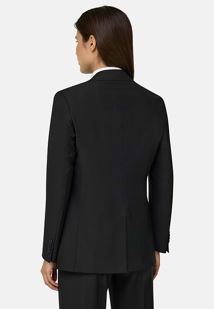 Stretch Wool Blend Jacket, Black, hi-res