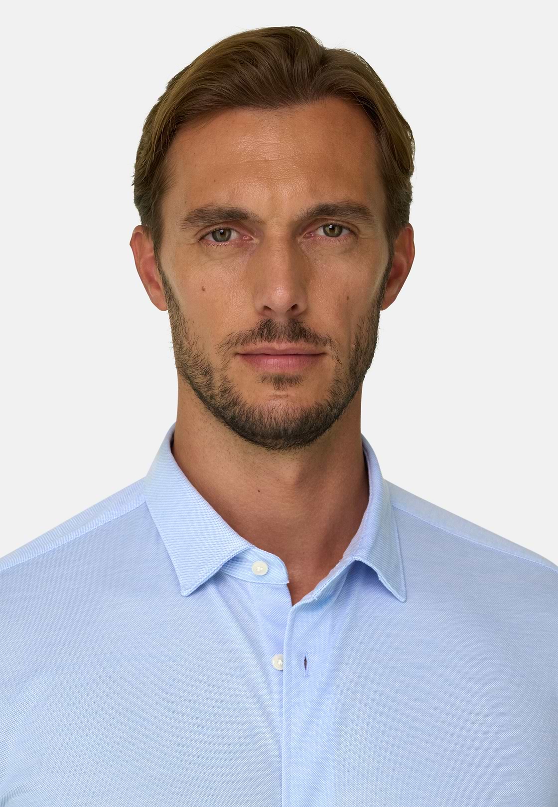 Polo Overhemd Mouliné van Katoen Regular Fit, Light Blue, hi-res, 3