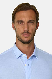 Polo Overhemd Mouliné van Katoen Regular Fit, Light Blue, thumb, 3