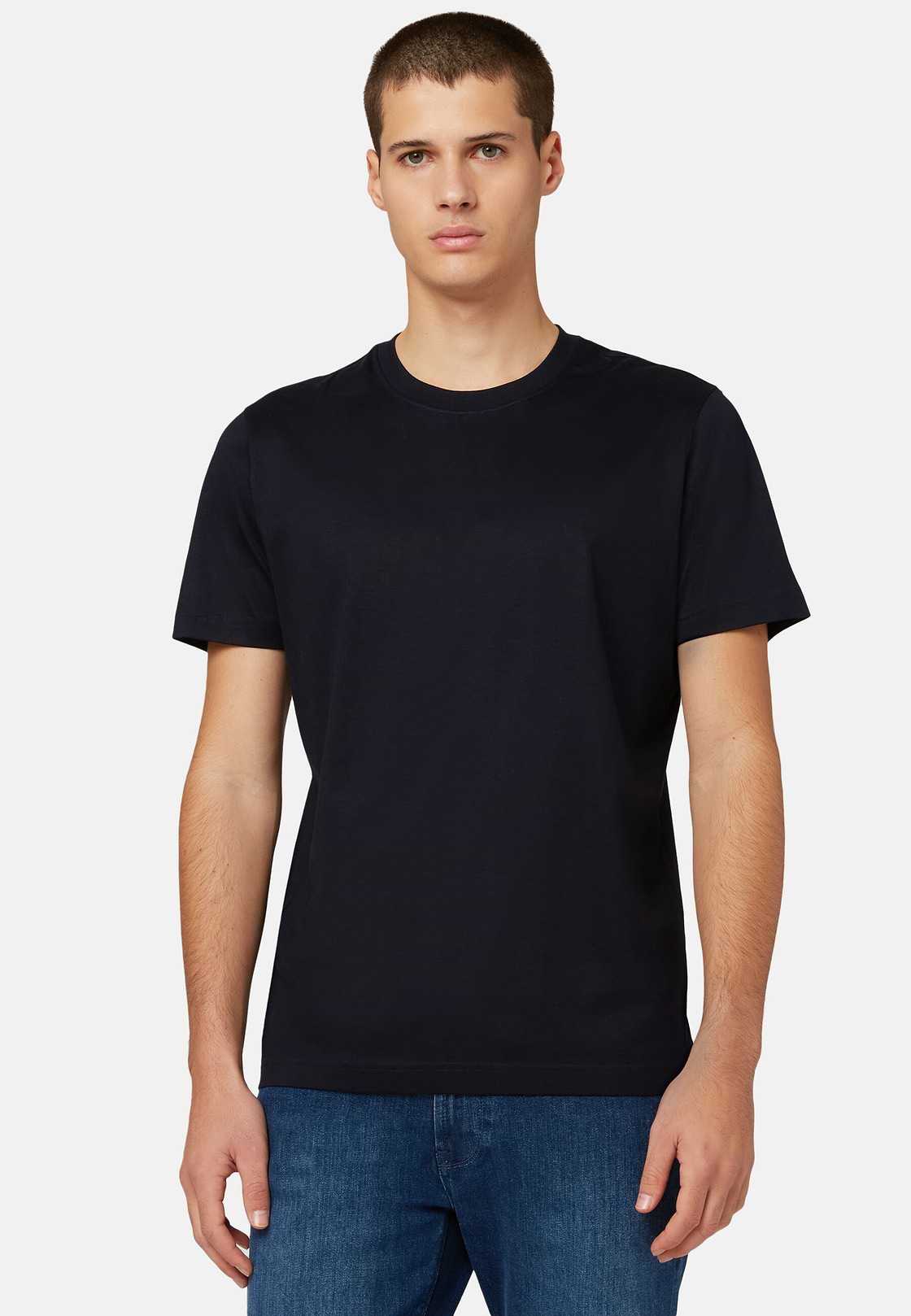 Pima Cotton Jersey T-shirt, Navy blue, hi-res
