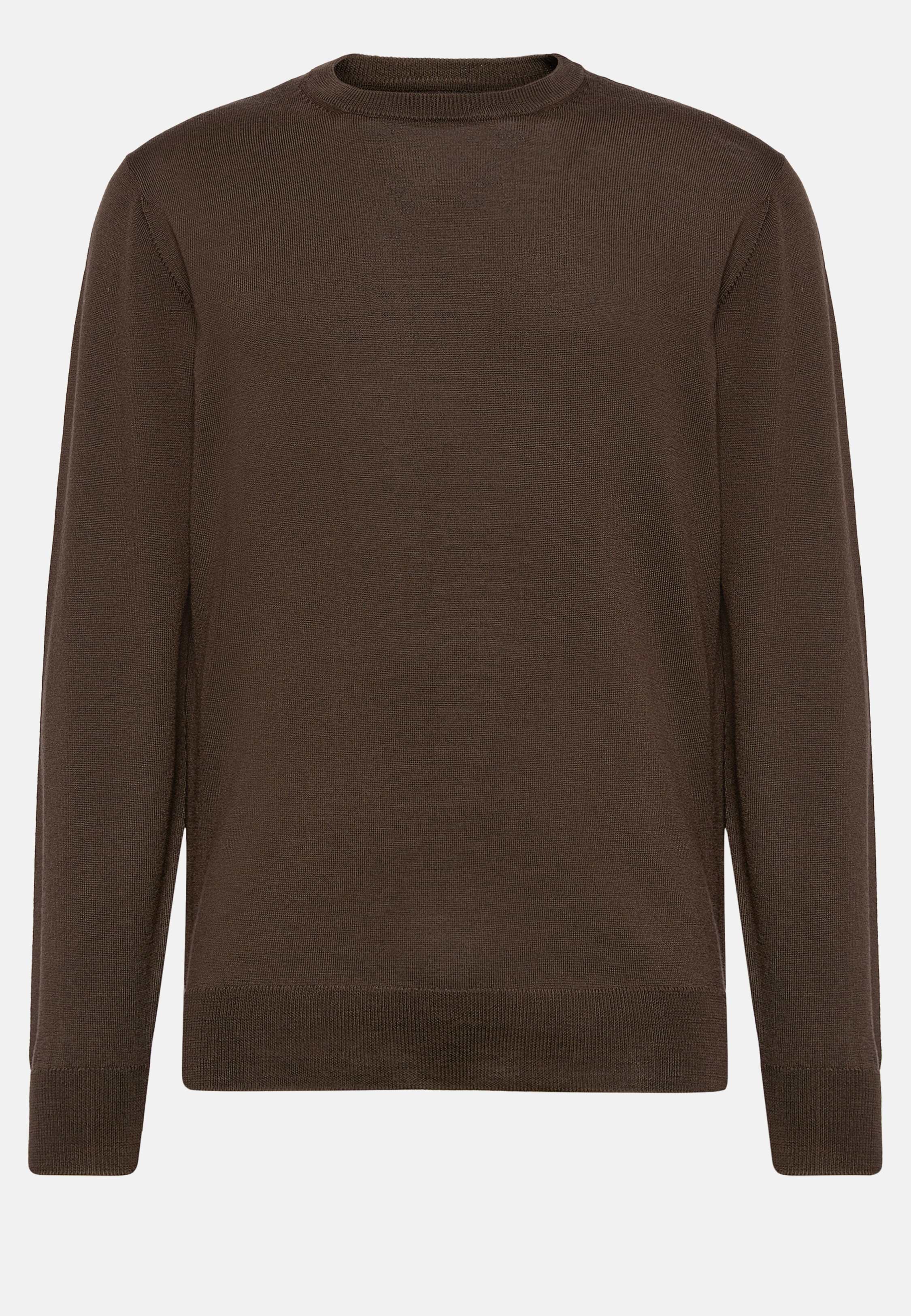 Brown Merino Wool Crew Neck Jumper | Boggi Brown Merino Wool Crew Neck Jumper | Boggi