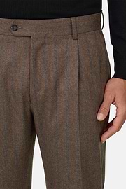 Suit Pinstripe Wool Flannel, Brown, thumb, 4
