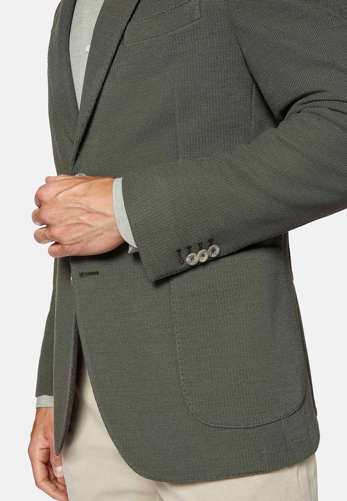 Military Green Textured Wool Jersey Jacket, Military Green, hi-res