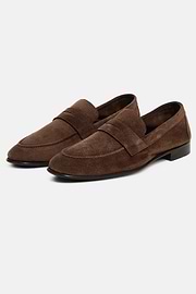 Leather Loafers, Dark brown, hi-res