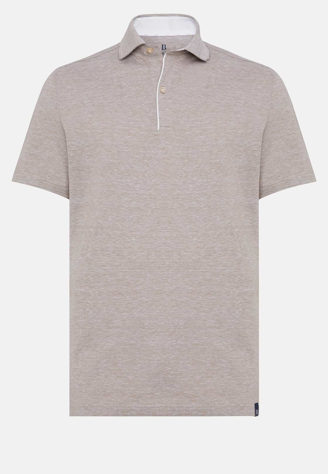 Polo De Piqué De Algodón Lino, Beige, hi-res