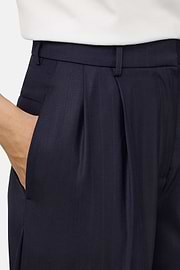 Pinstripe Wool Trousers Double Pleat, Navy blue, thumb, 3