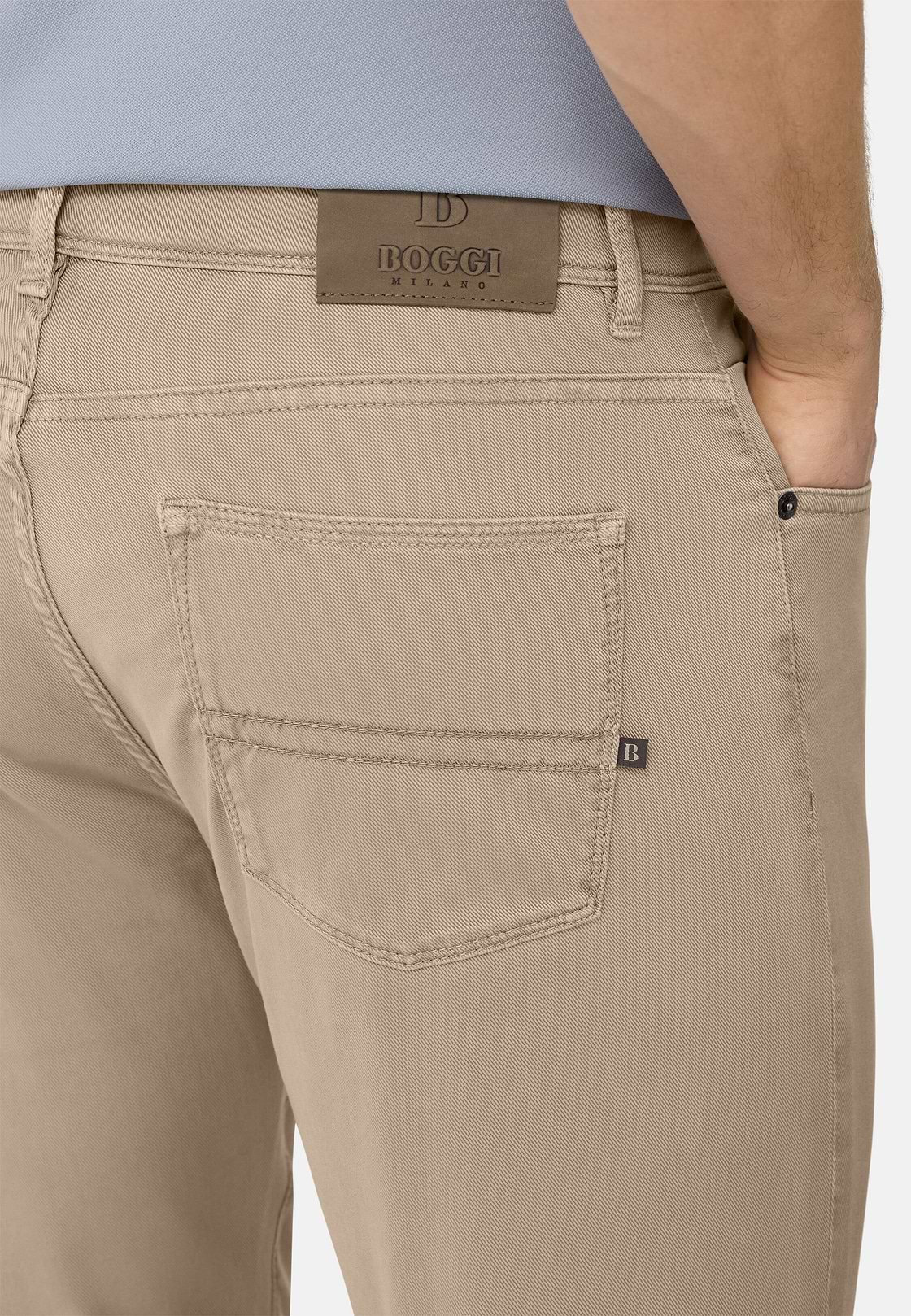 Stretch Cotton/Tencel Jeans, Taupe, hi-res