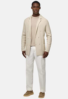 Double-Breasted Knitted Jacket in Cotton Crêpe