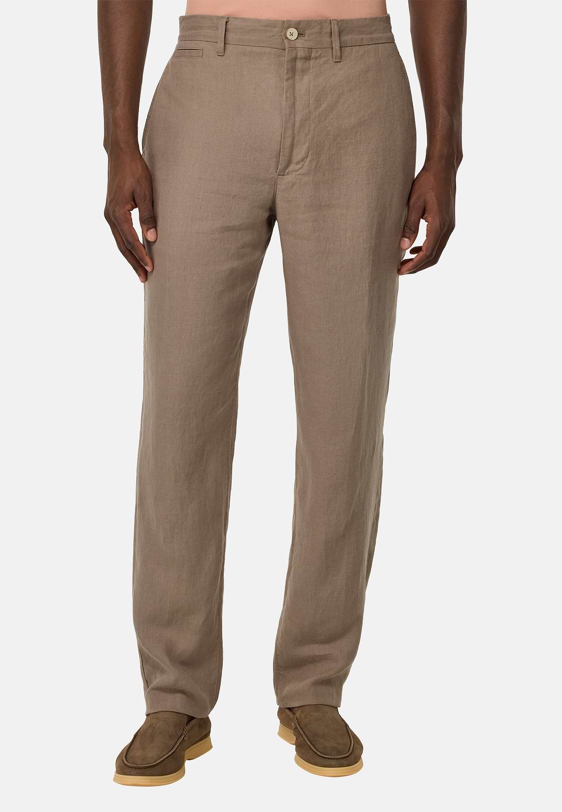 Pantalon En Lin, Taupe, hi-res